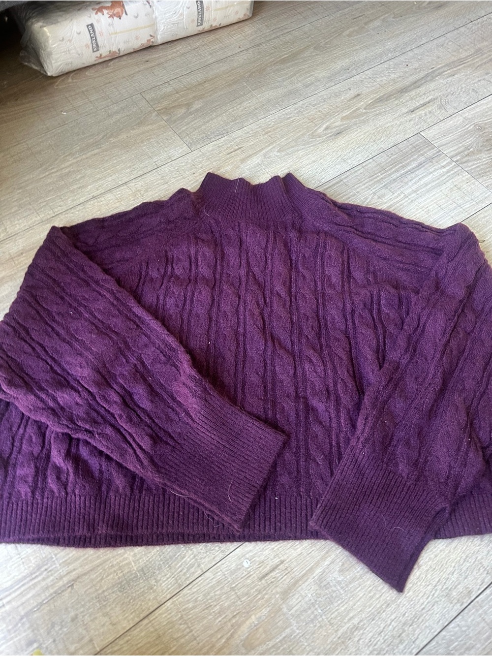 JoyLab Plum Cable Mock Neck Sweater